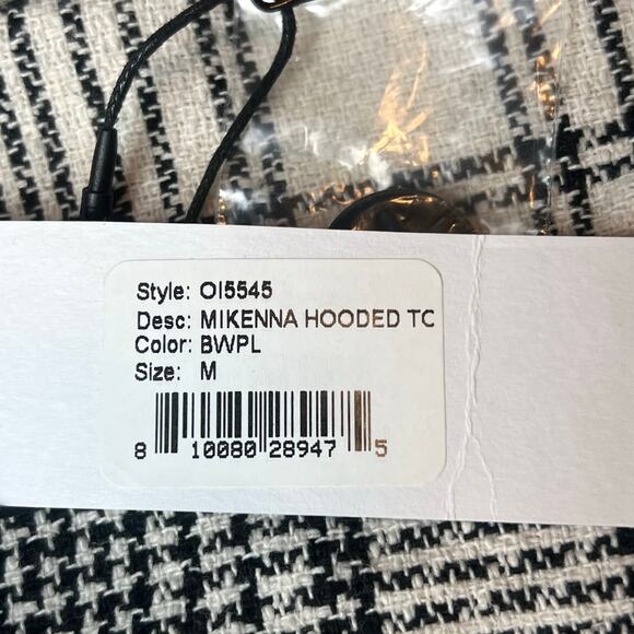 NWT LBLC The Label Mikenna Black White Plaid Hooded Shirt Jacket Shacket Sz M - Picture 11 of 13